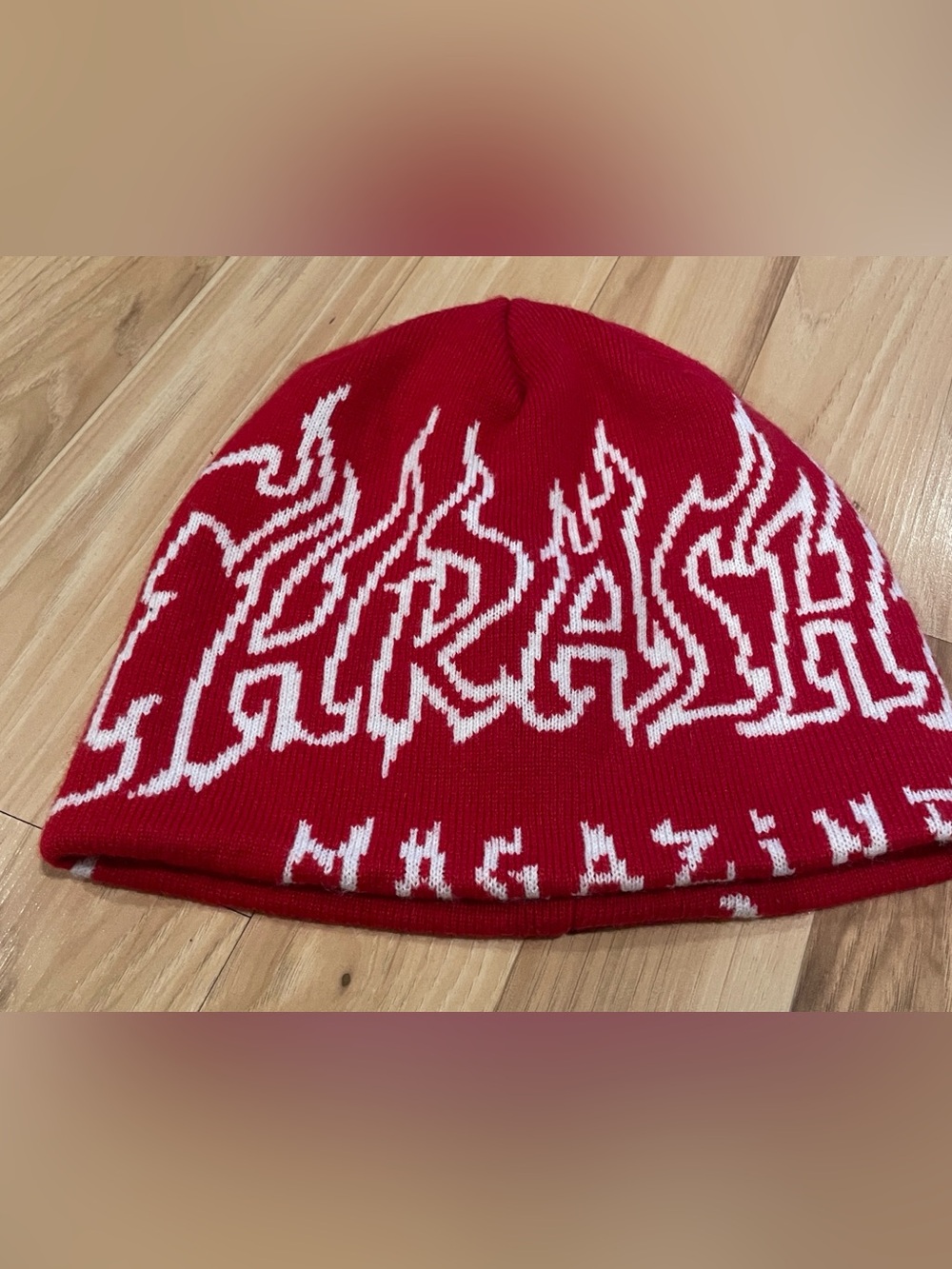 Thrasher Red Beanie with White Flame Logo NWOT